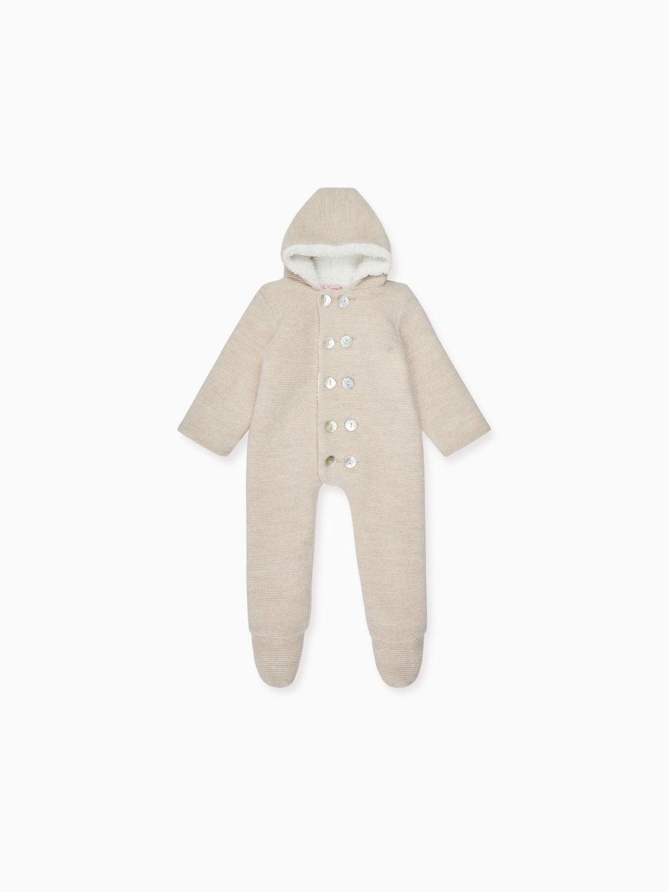 Oatmeal Melange Alejo Merino Baby Snowsuit