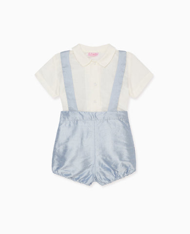 Light Blue Aliso Ceremony Silk Baby Boy Set