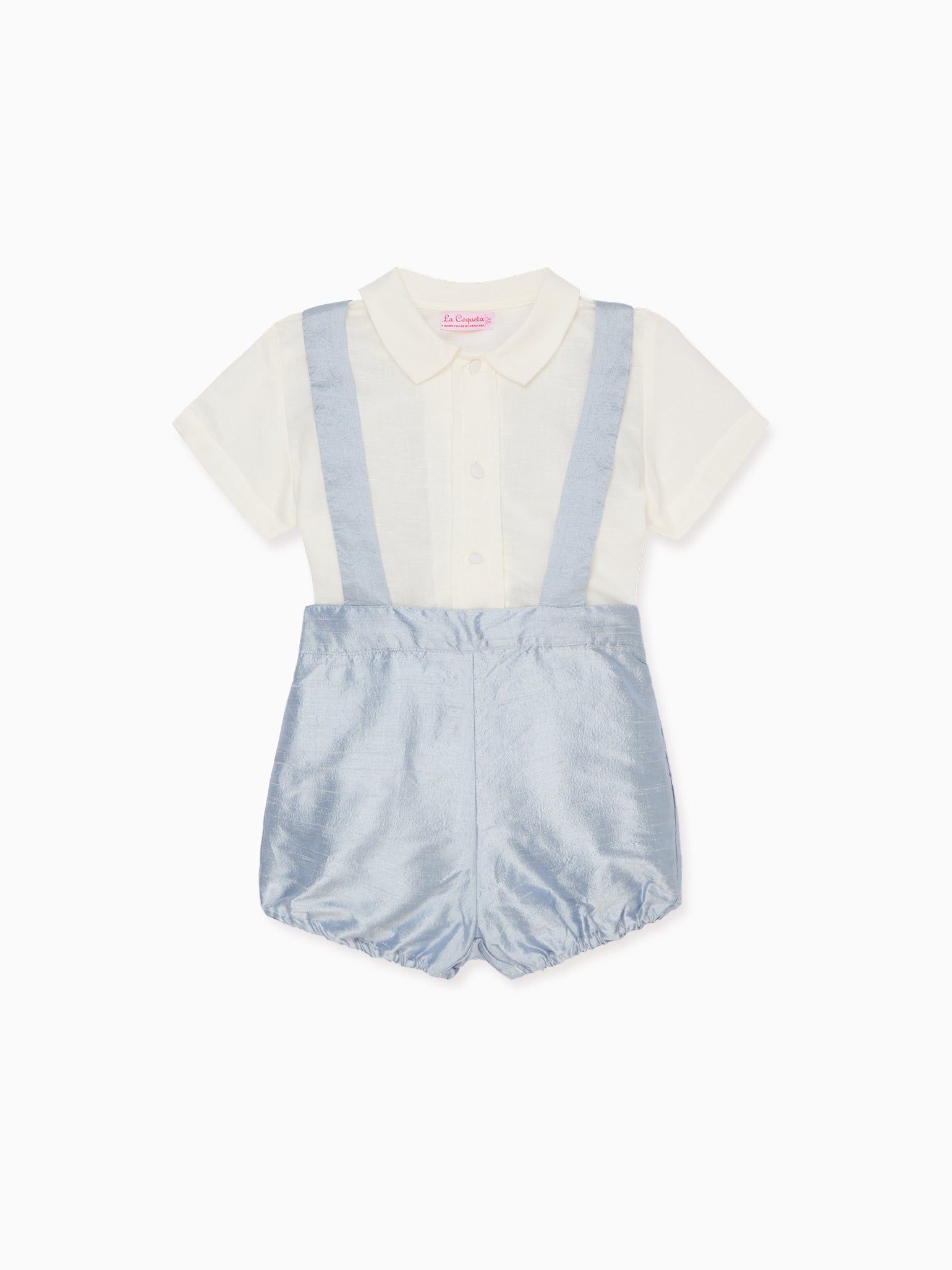 Light Blue Aliso Ceremony Silk Baby Boy Set