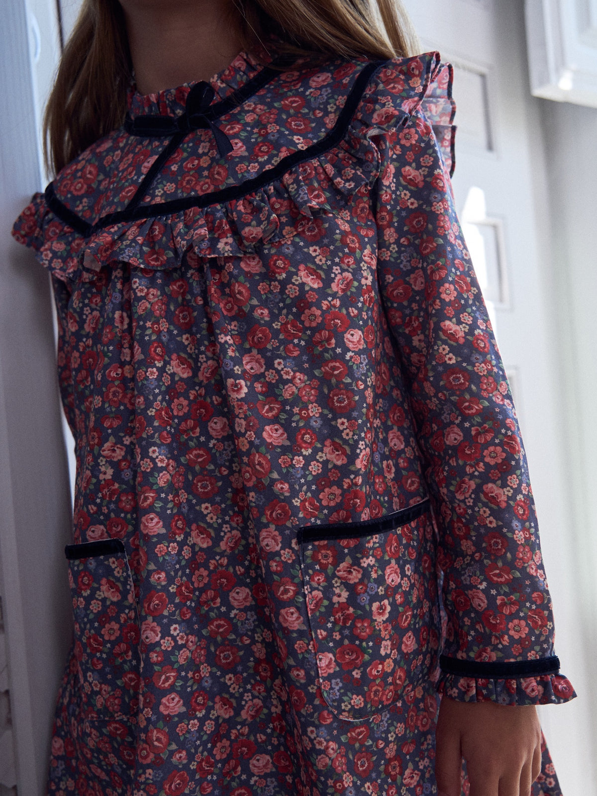 Navy Floral Alita Girl Empire Dress