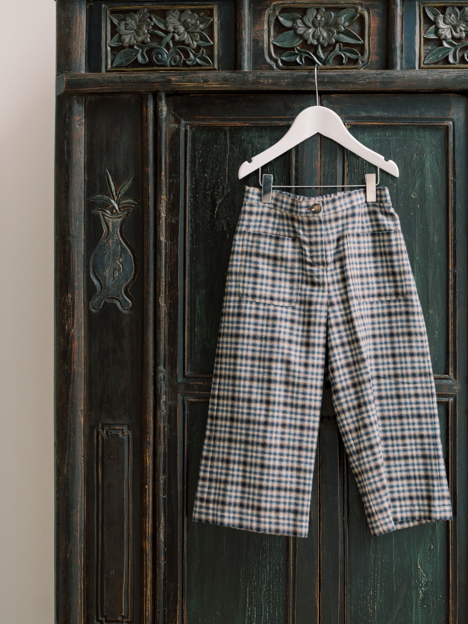 Navy Check Alma Girl Trousers