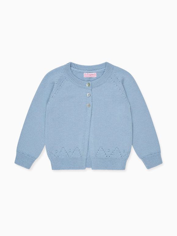 Dusty Blue Alvira Merino Baby Cardigan