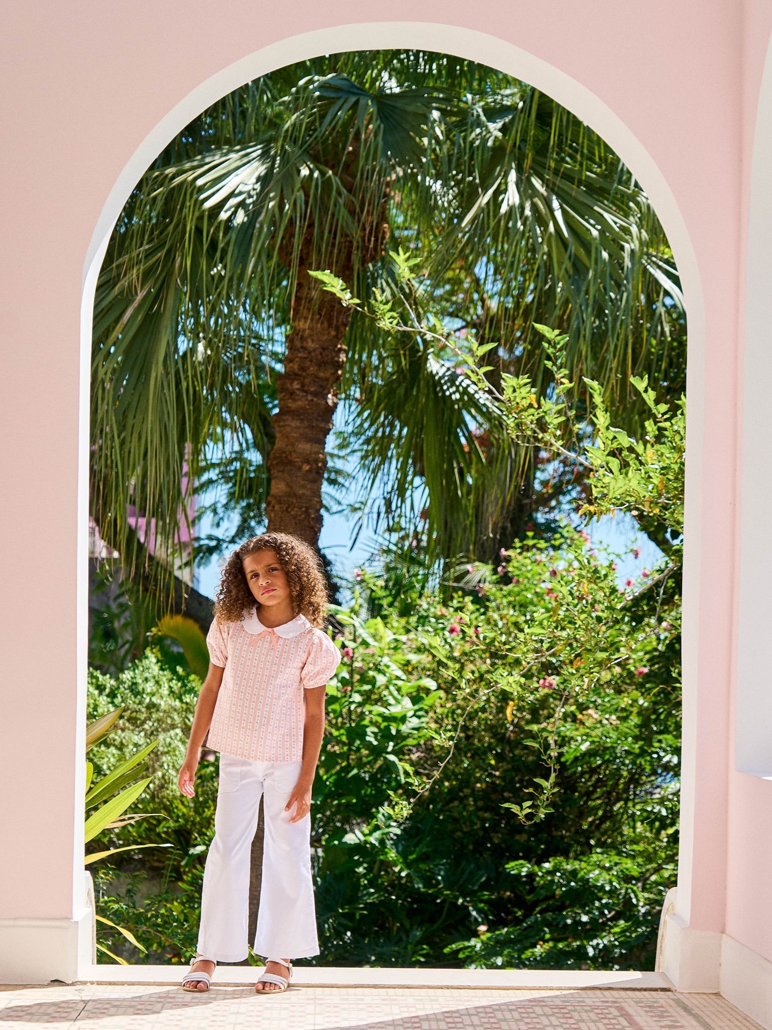 Pink Floral Stripe Anabelle Girl Top