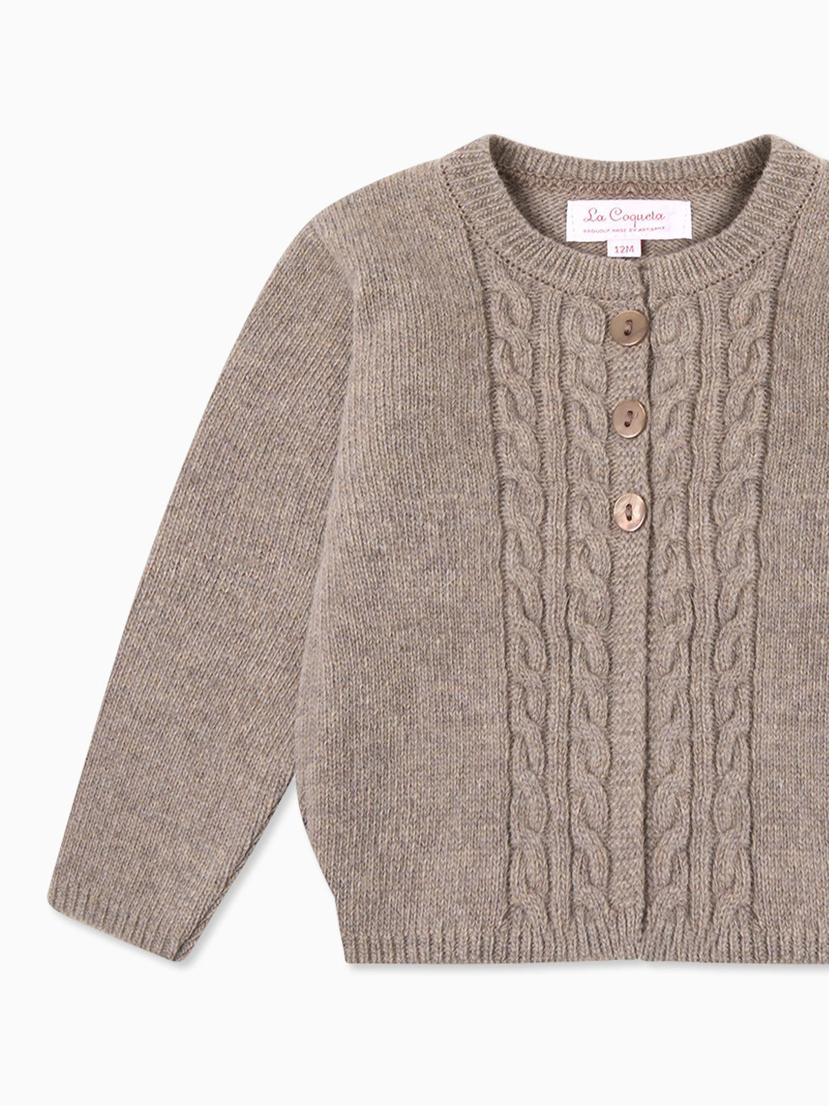 Taupe Anastasia Merino Baby Cardigan