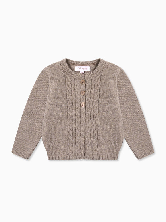 Taupe Anastasia Merino Baby Cardigan