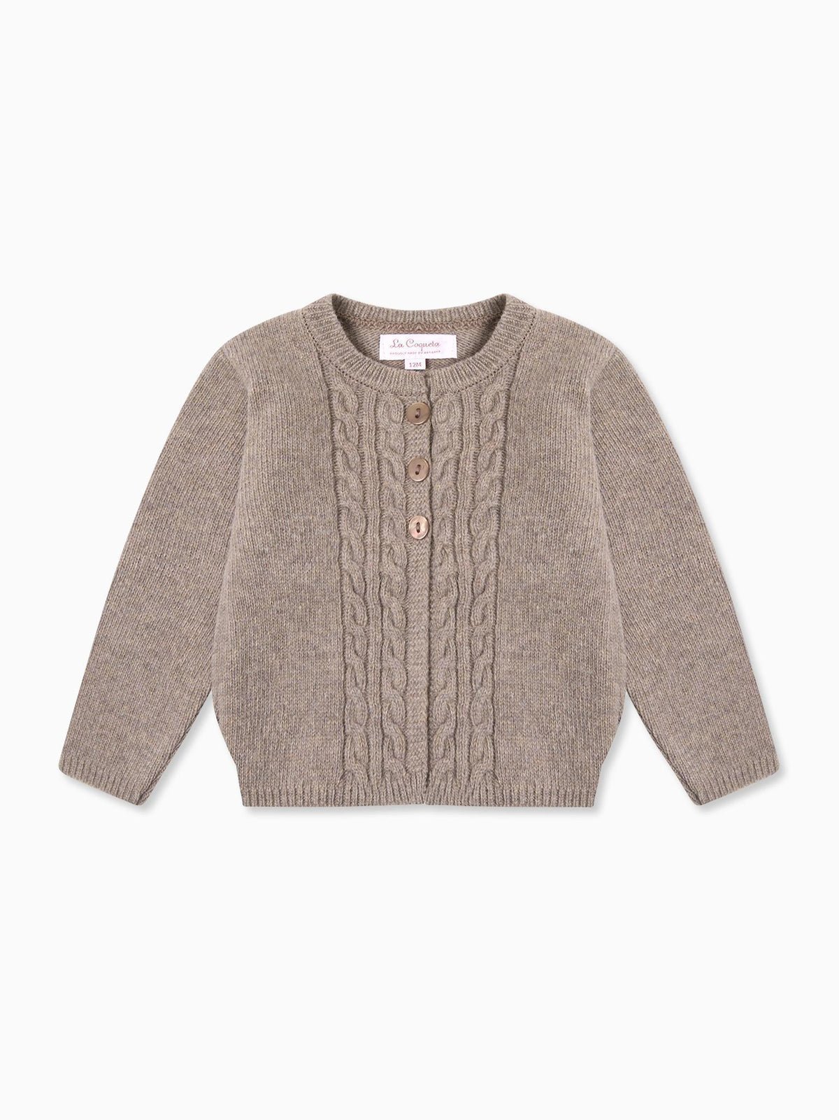 Taupe Anastasia Merino Baby Cardigan