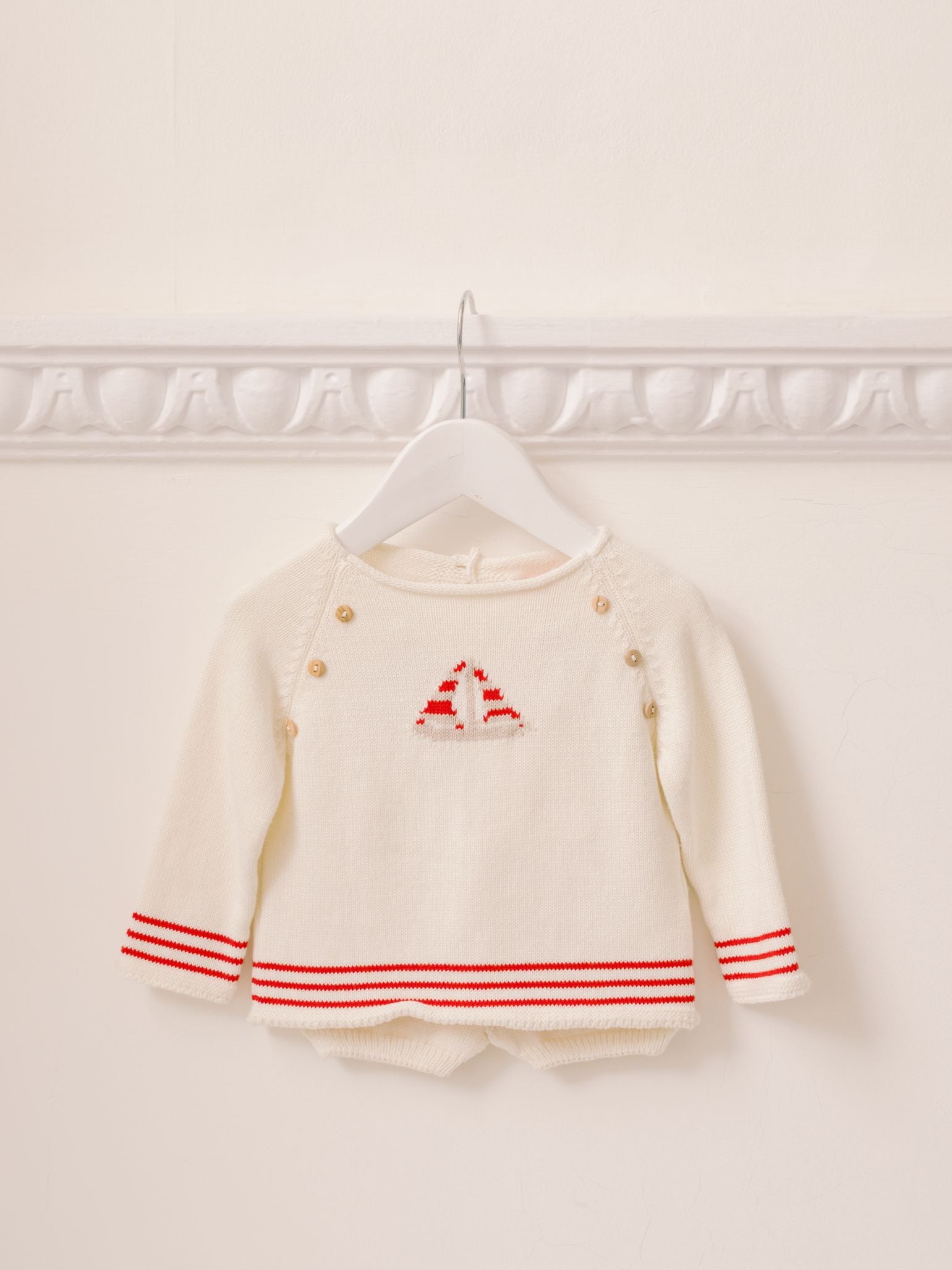 Red Stripe Ancla Cotton Baby Knitted Gift Box Set