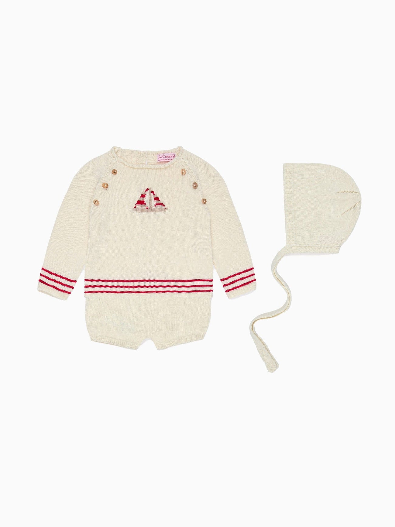 Red Stripe Ancla Cotton Baby Knitted Gift Box Set