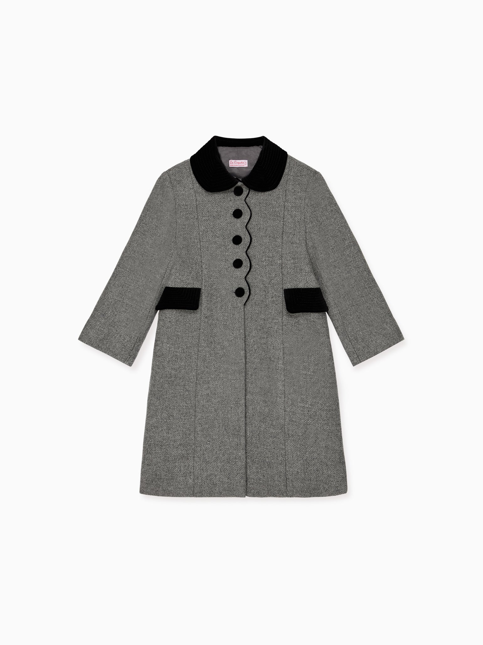 Grey Anisa Girl Wool Coat La Coqueta Kids UK - Main Image