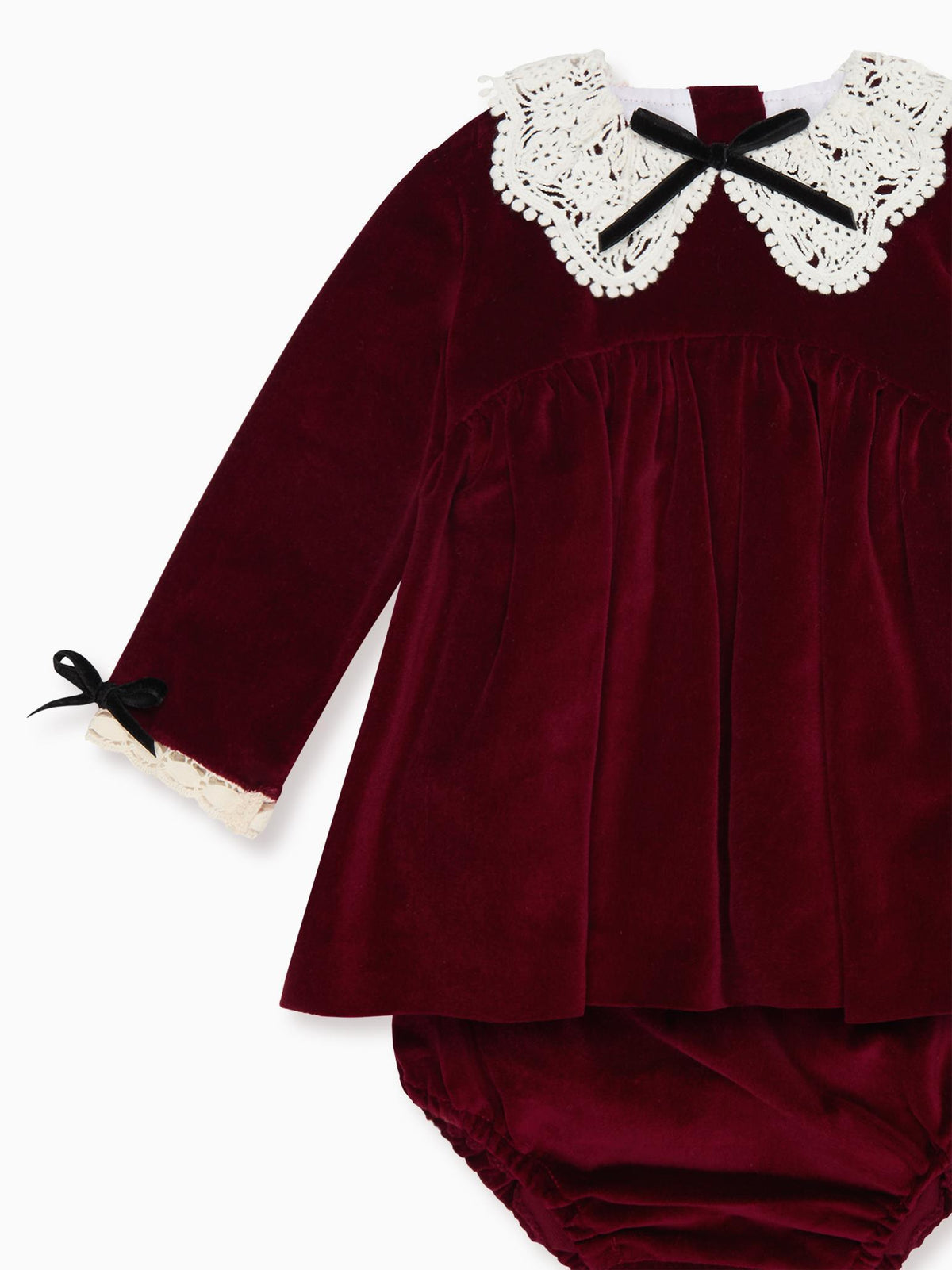 Burgundy Antonella Velvet Baby Girl Set