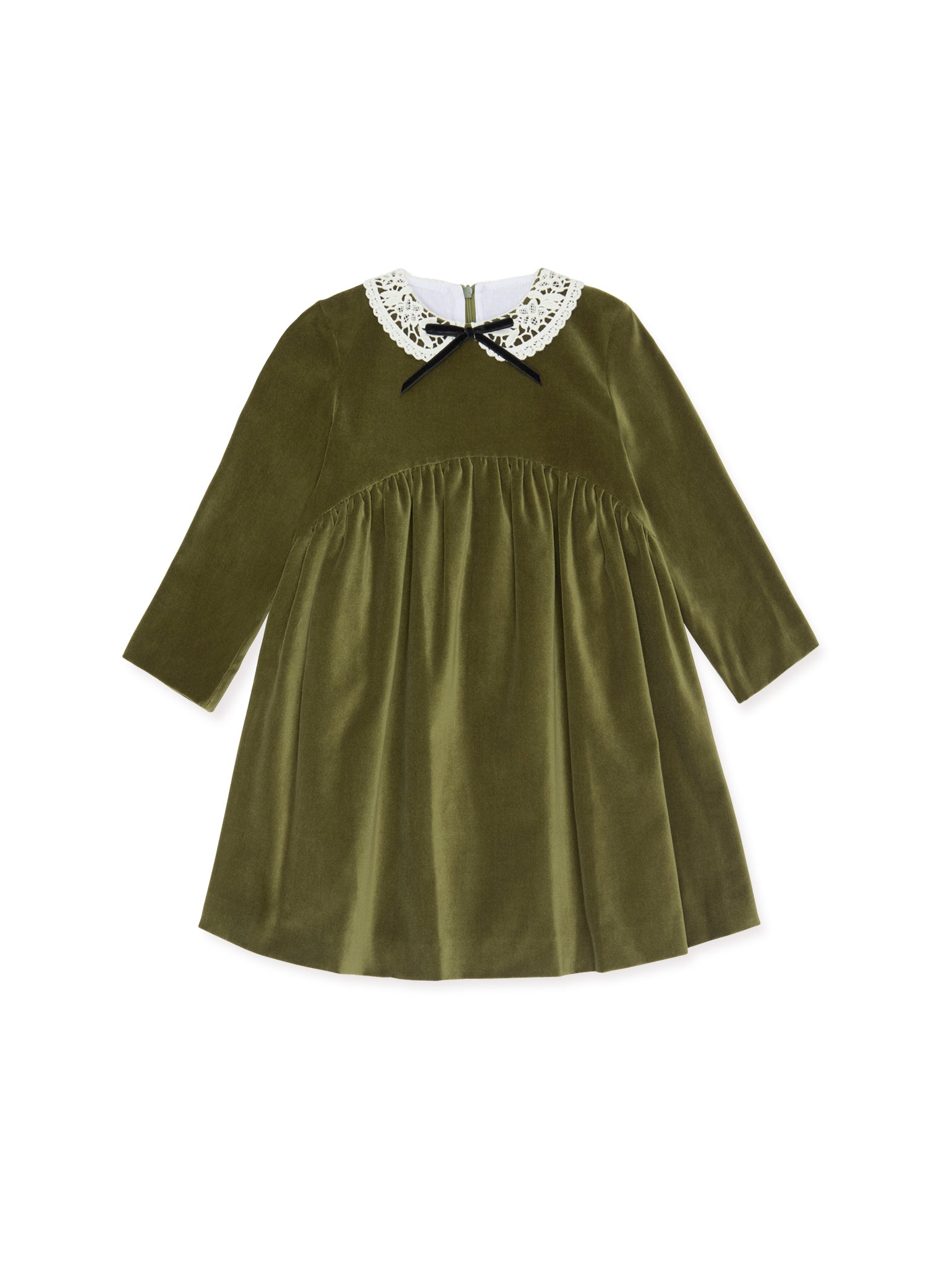 Green Antonella Velvet Girl Empire Dress