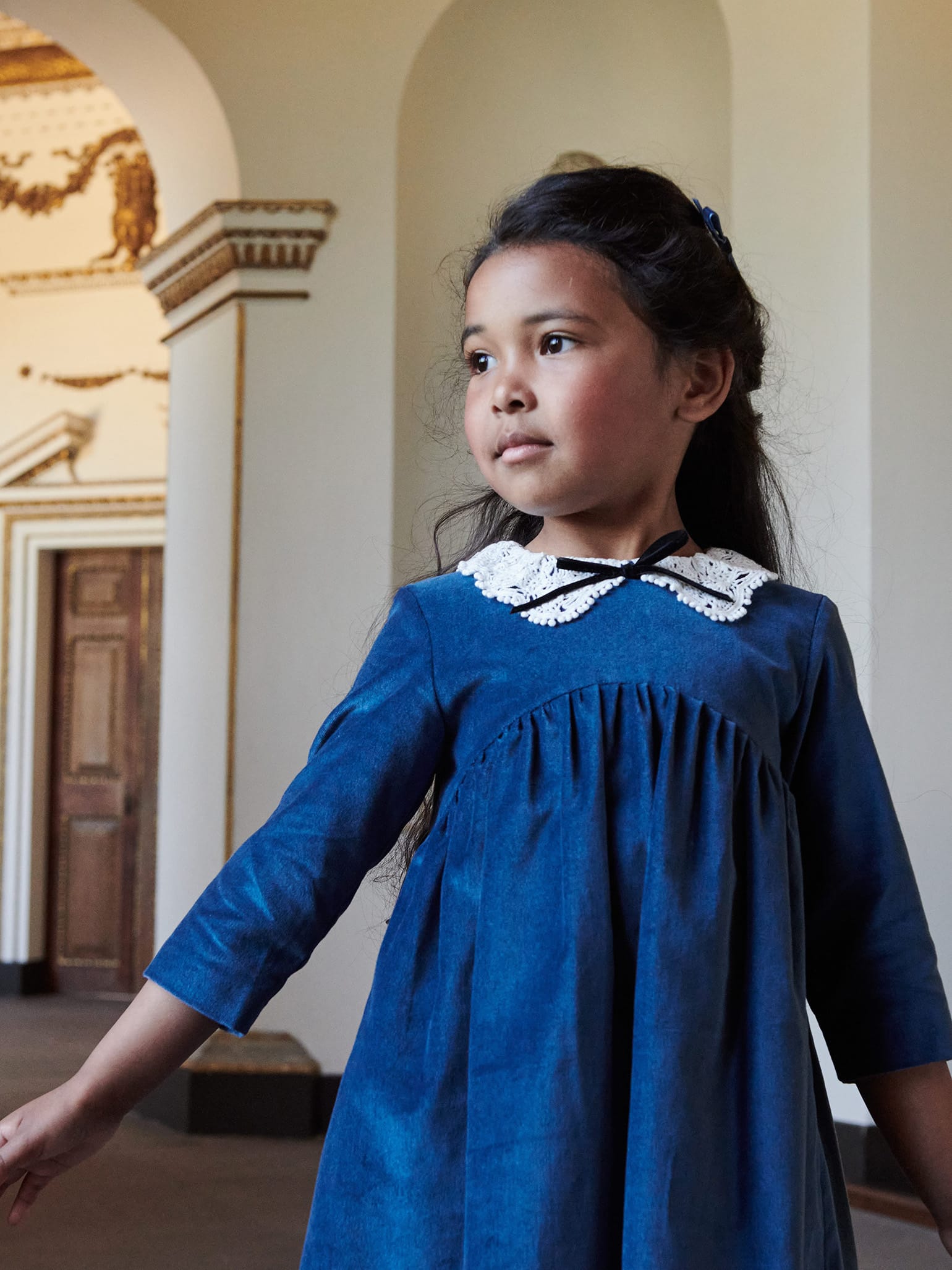 Blue Antonella Girl Velvet Dress