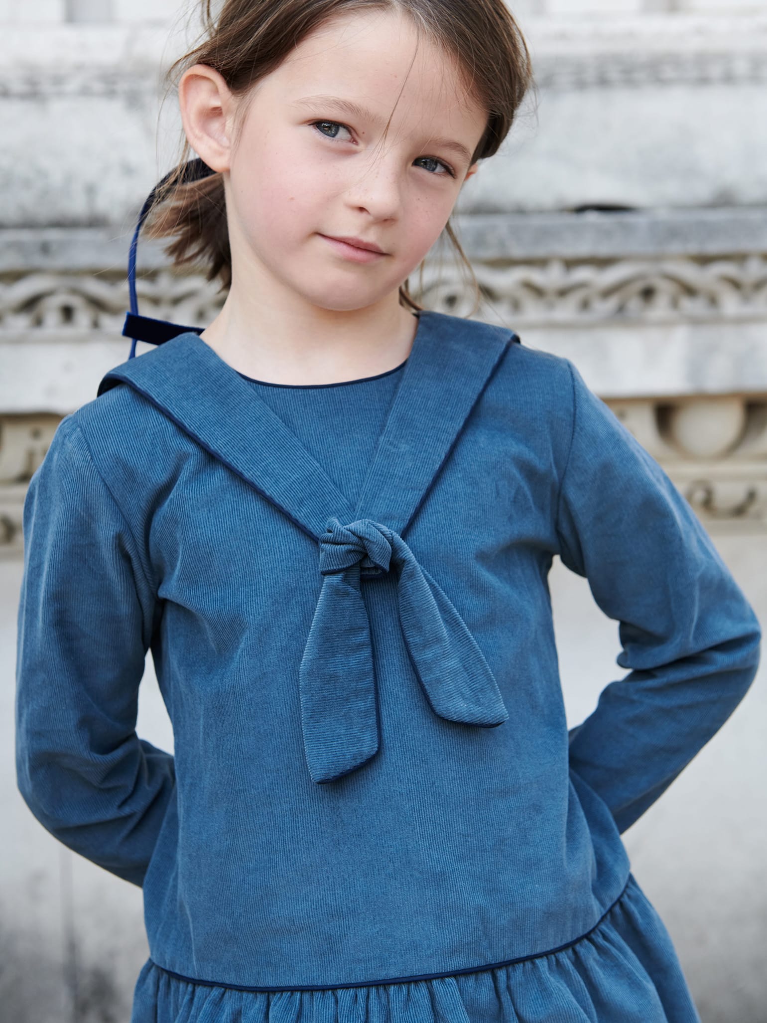 Dusty Blue Aranda Girl Sailor Dress