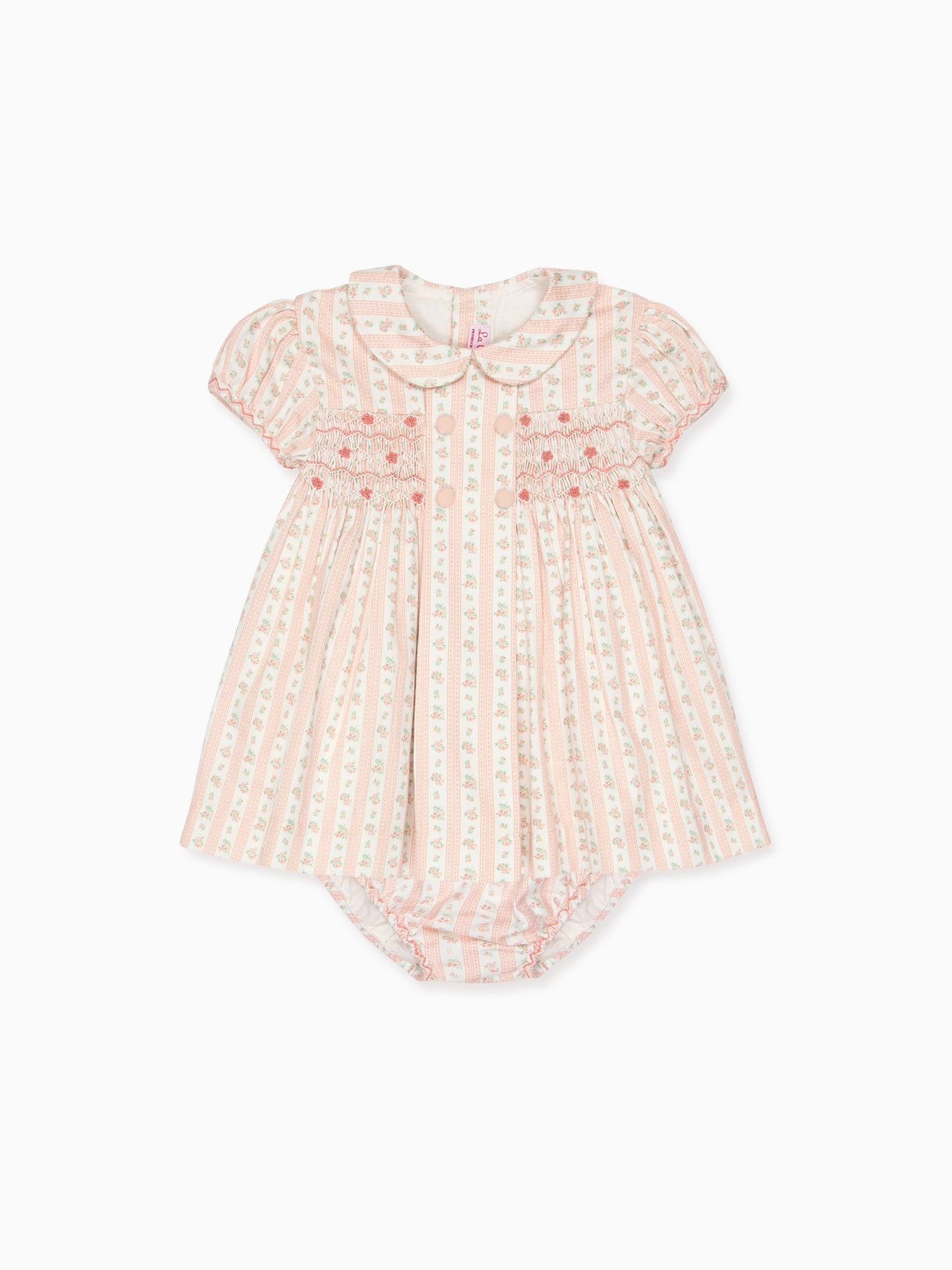 Pink Floral Stripe Arcadia Baby Girl Hand-Smocked Set