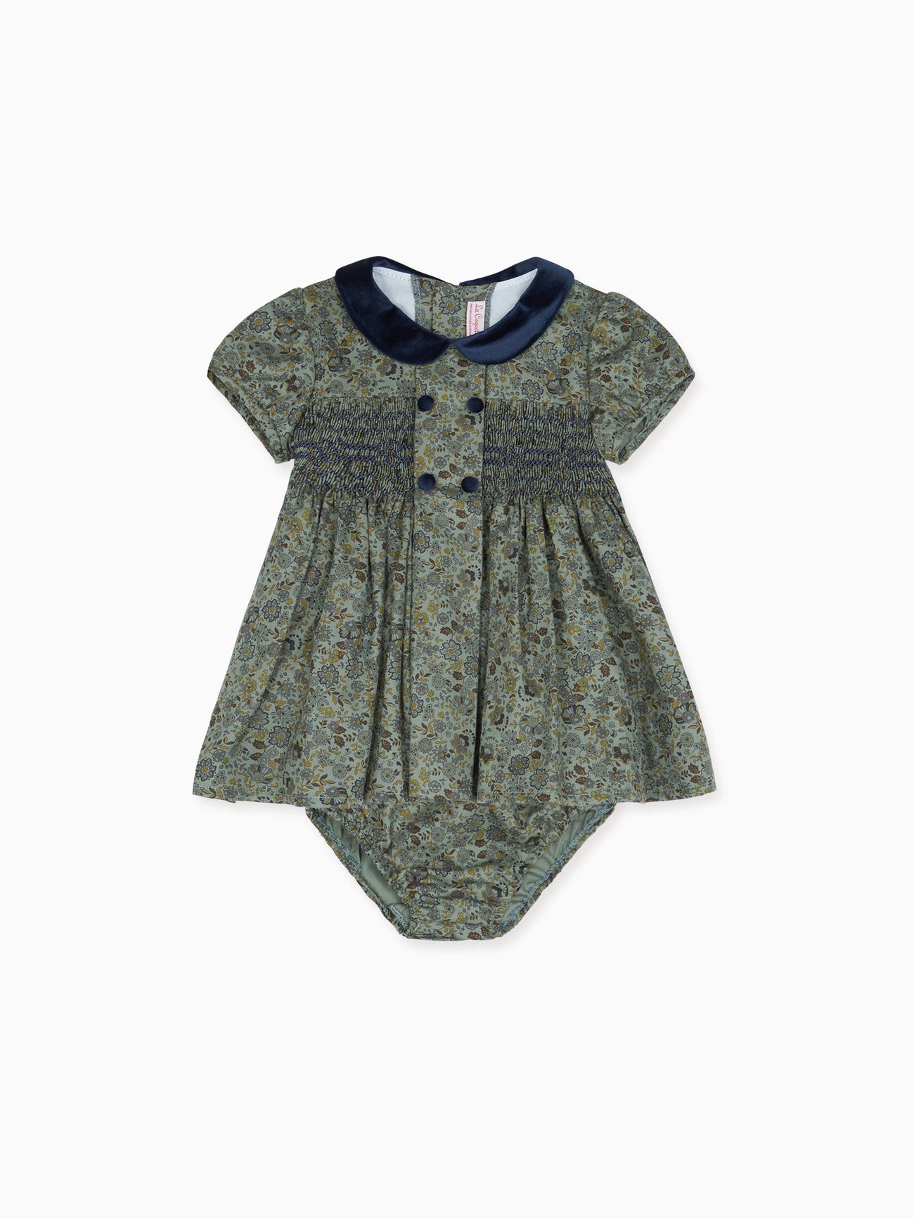 Green Floral Arcadia Baby Girl Smock Set