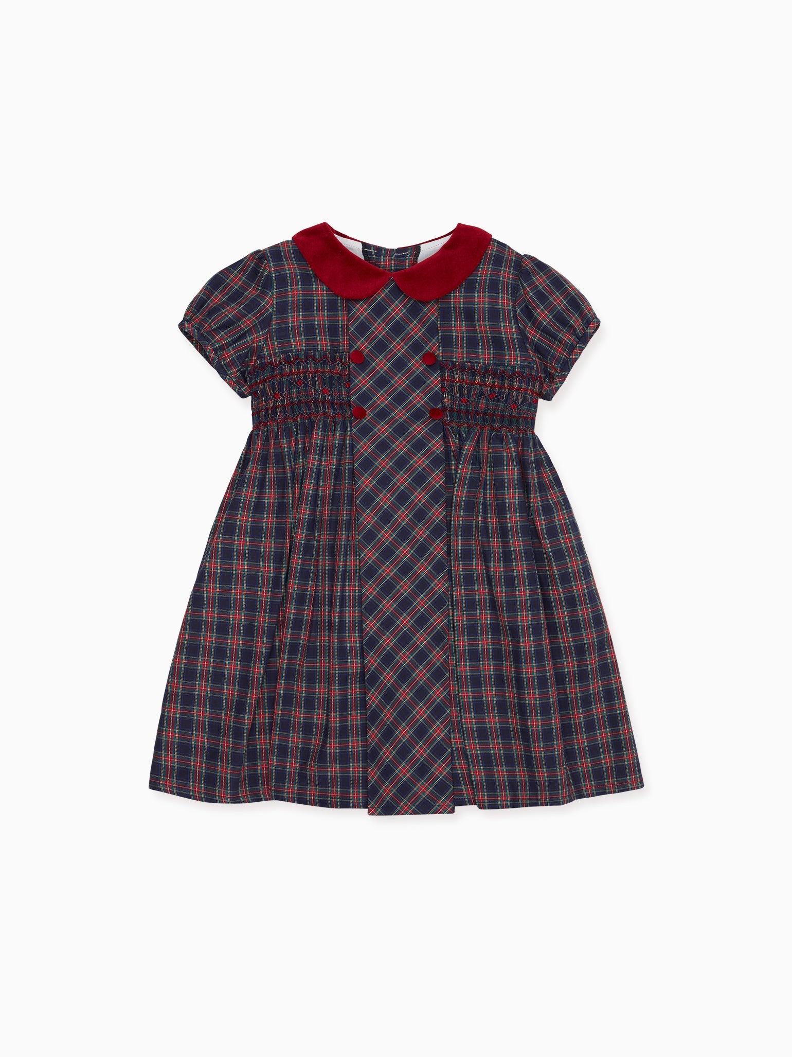 Navy Tartan Arcadia Girl Smock Dress