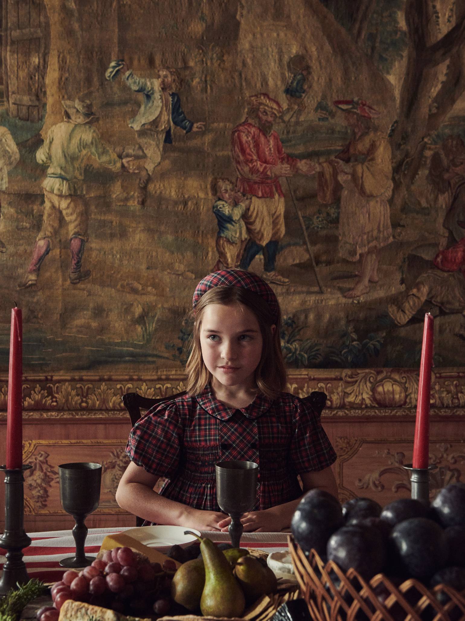 Red Tartan Arcadia Girl Hand-Smocked Dress