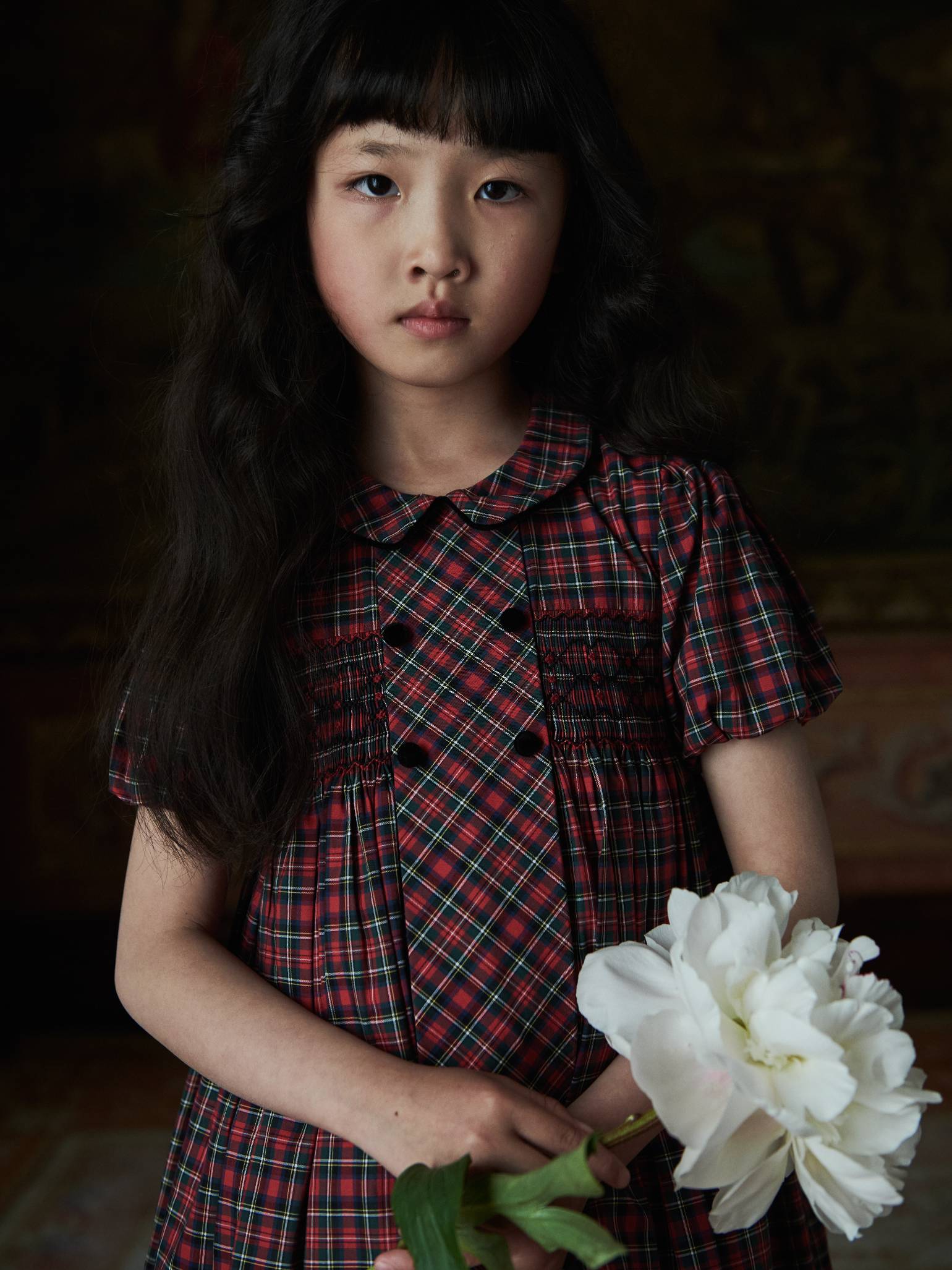 Red Tartan Arcadia Girl Hand-Smocked Dress