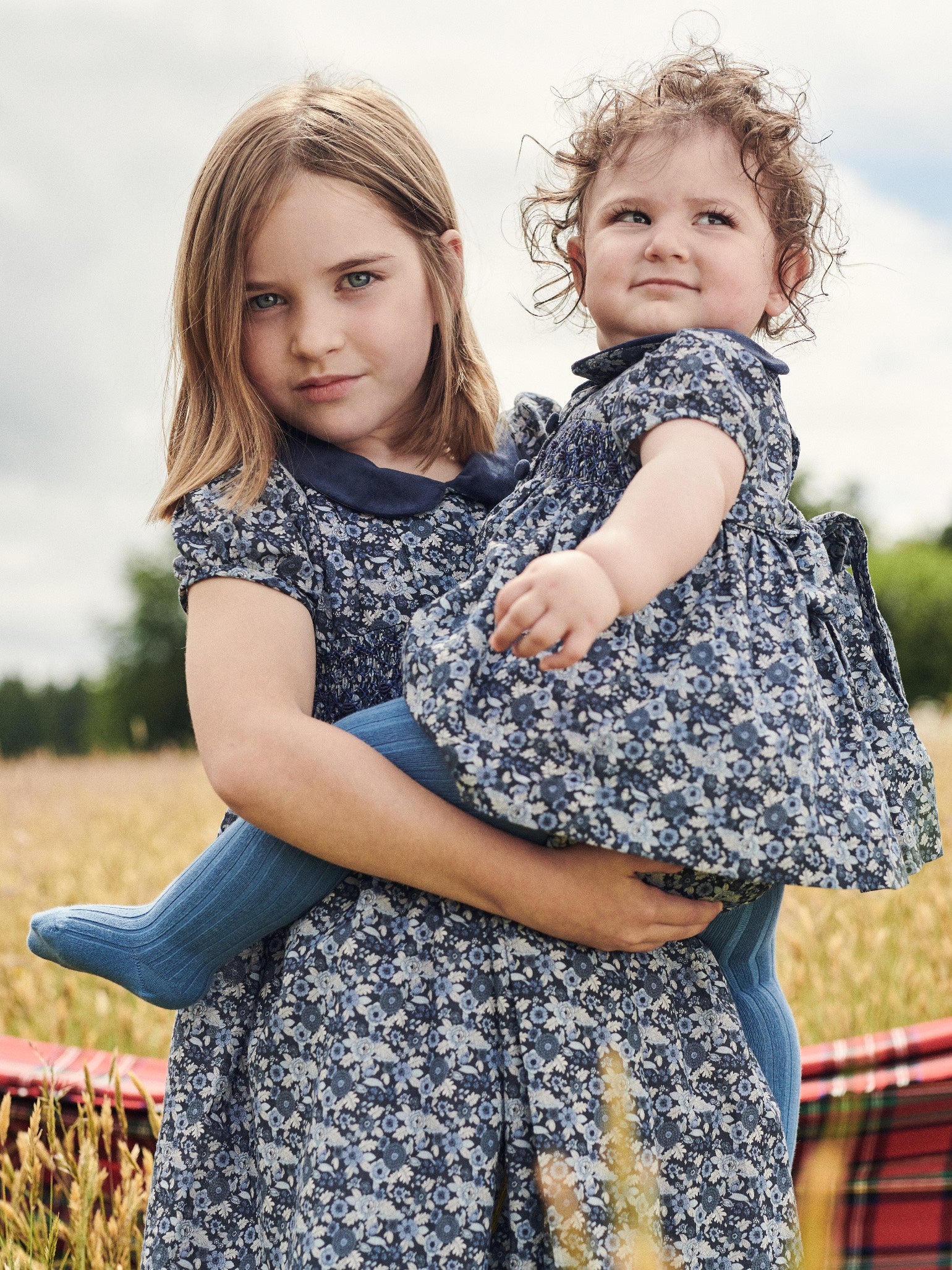 Navy Floral Arcadia Girl Hand-Smocked Dress