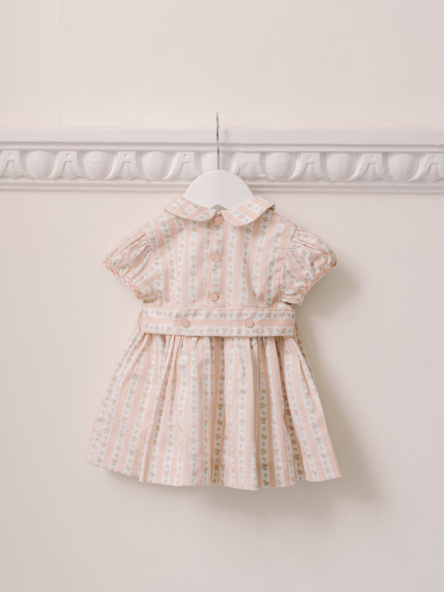Pink Floral Stripe Arcadia Baby Girl Hand-Smocked Set