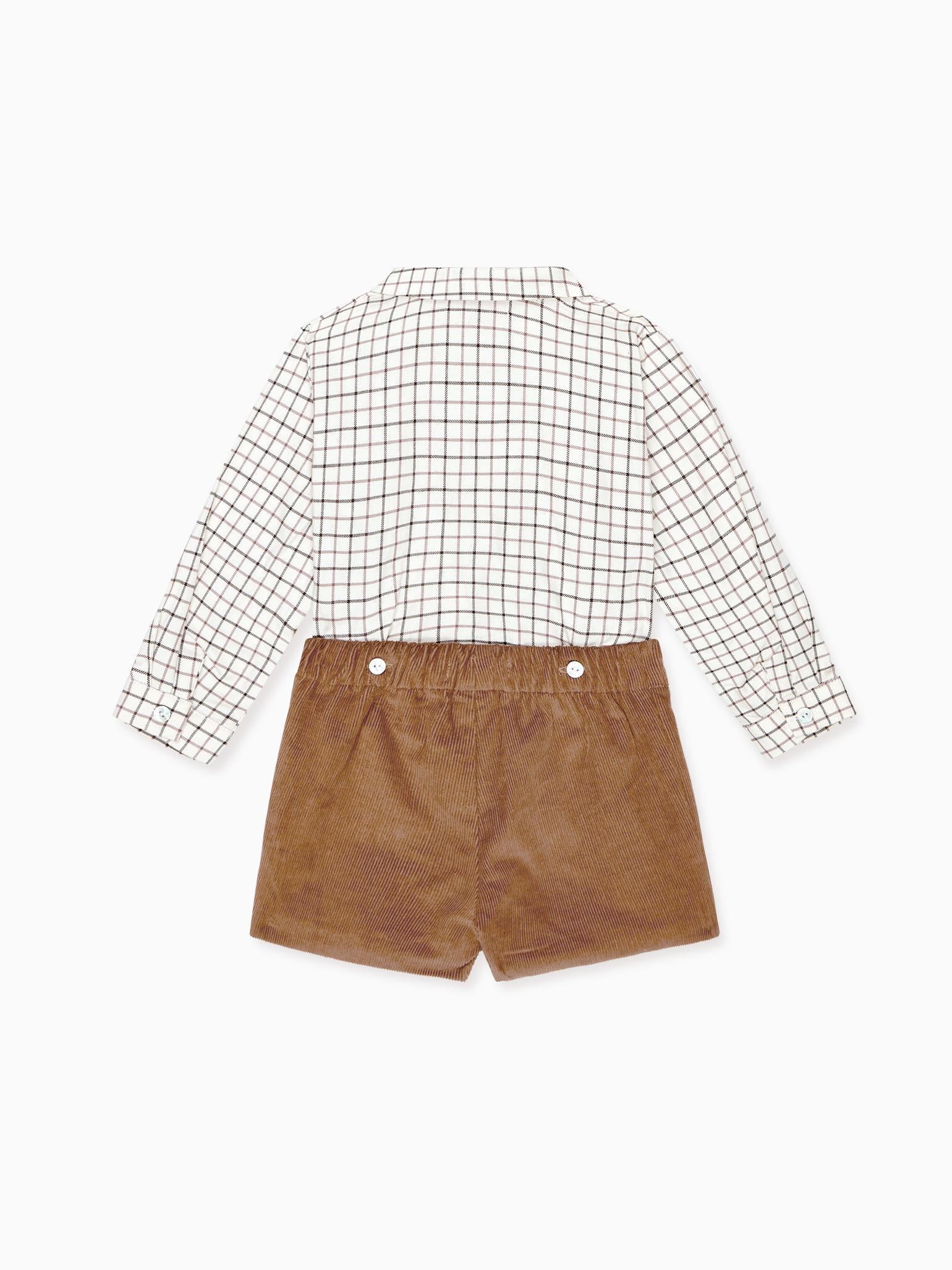 Caramel Check Arlo Baby Boy Set