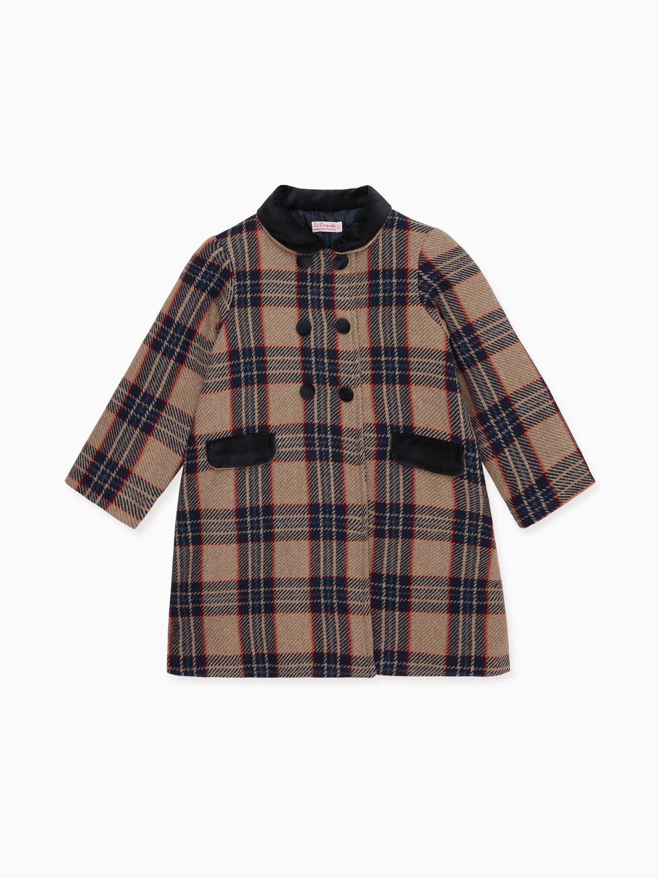 Navy Check Arrieta Girl Coat