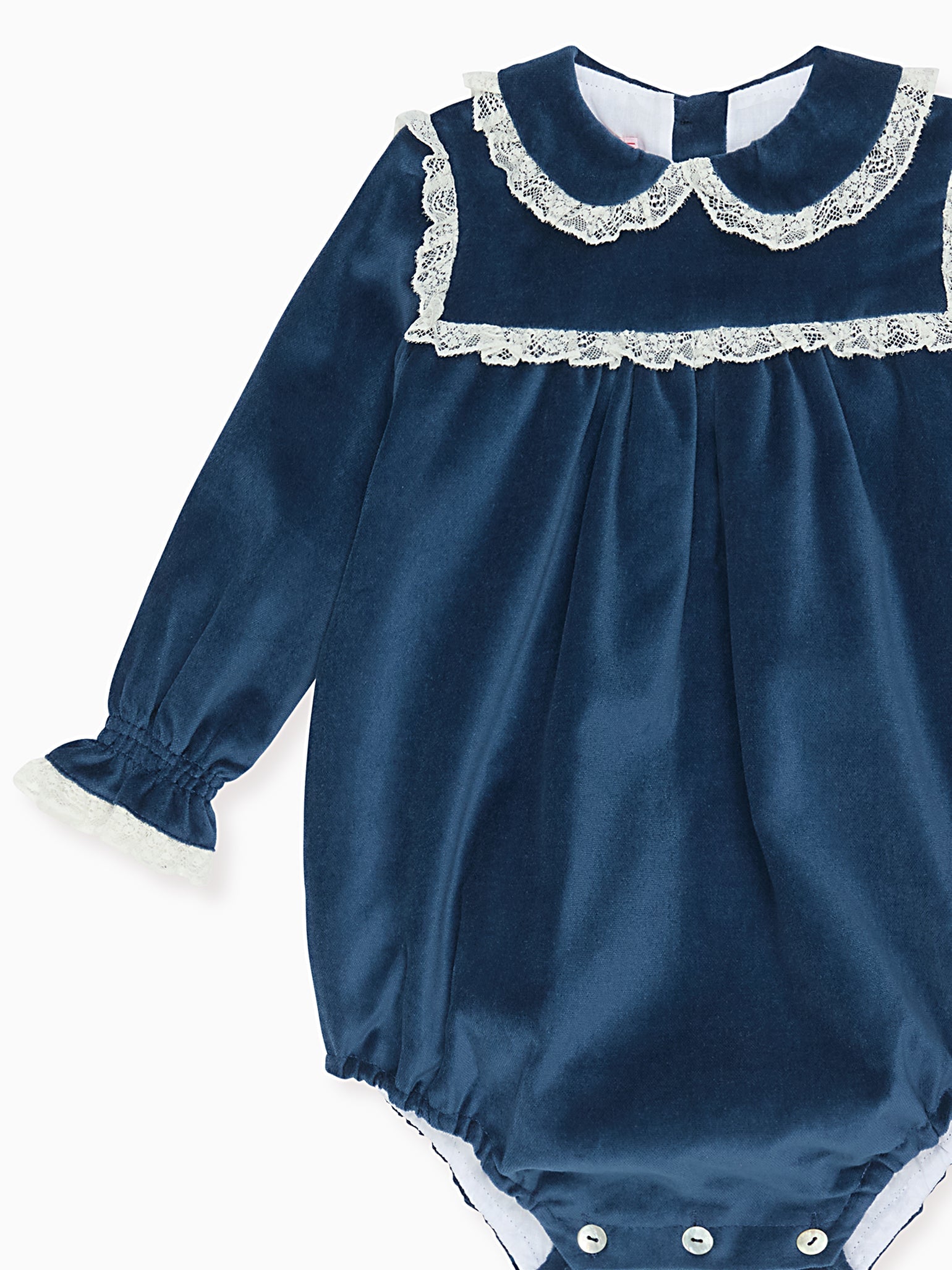 Blue Azura Velvet Baby Girl Romper