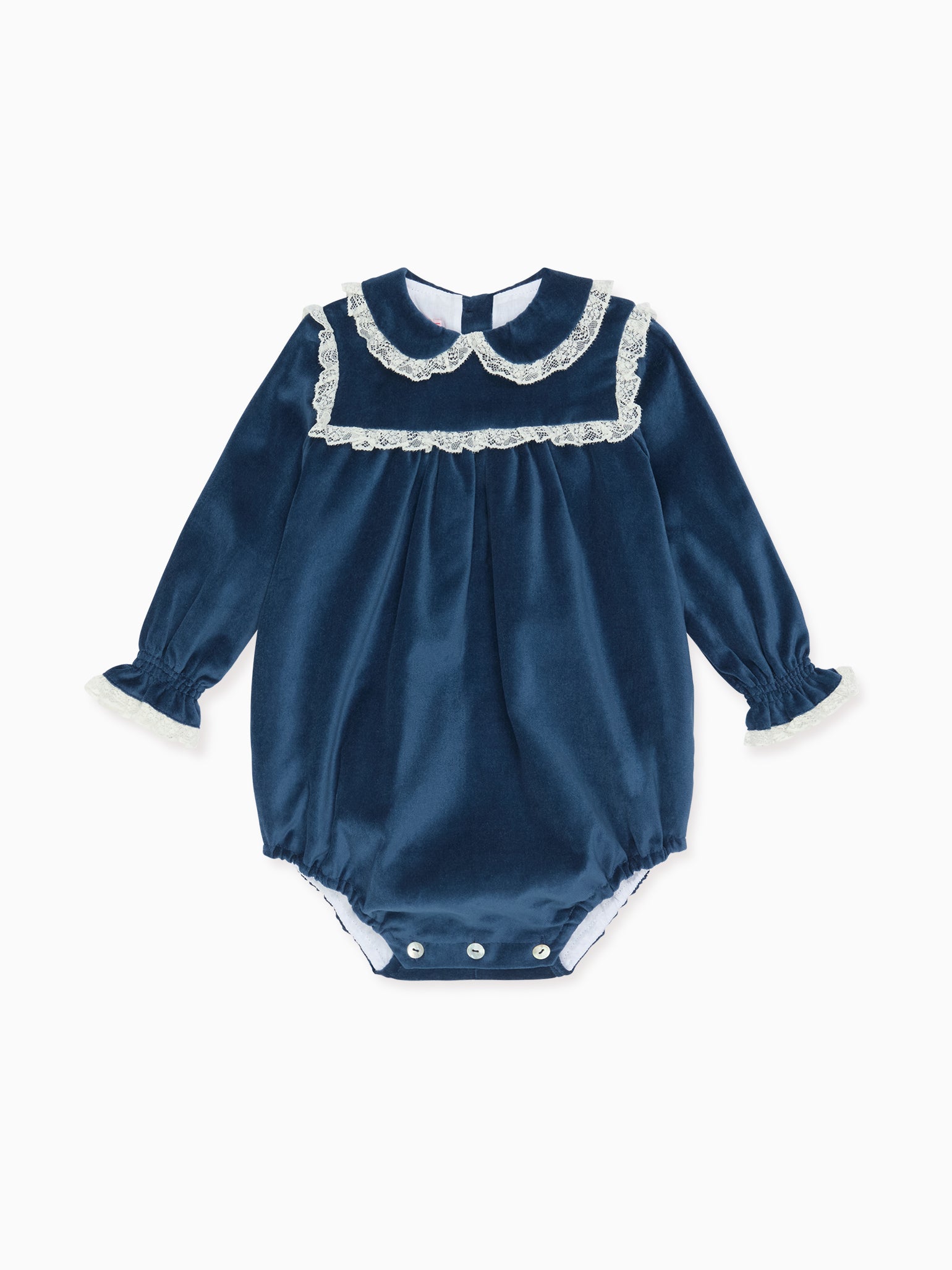 Blue Azura Velvet Baby Girl Romper