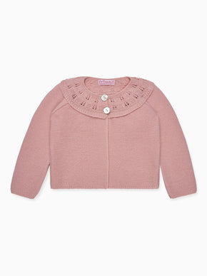 Dusty Pink Baena Merino Baby Girl Cardigan