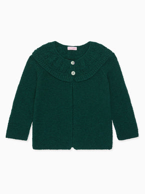 Forest Green Baena Merino Girl Cardigan