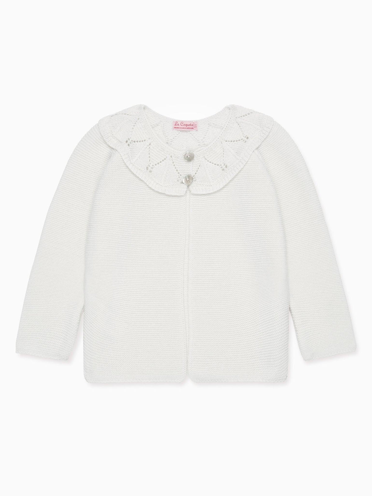 Ivory Baena Merino Girl Cardigan