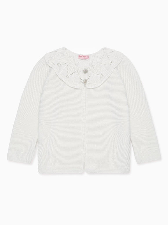 Ivory Baena Merino Girl Cardigan