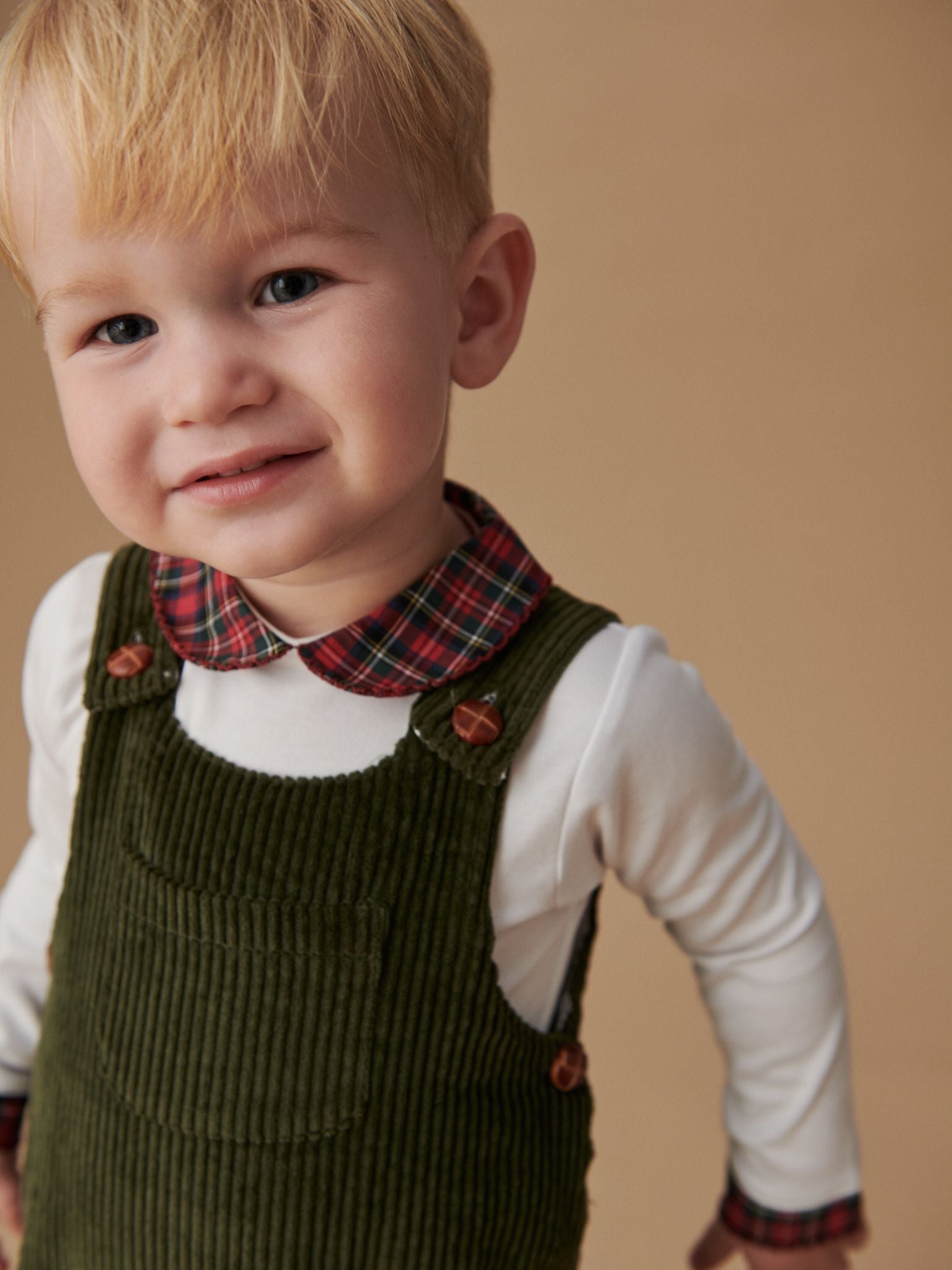 Olive Green Coroza Corduroy Baby Dungarees