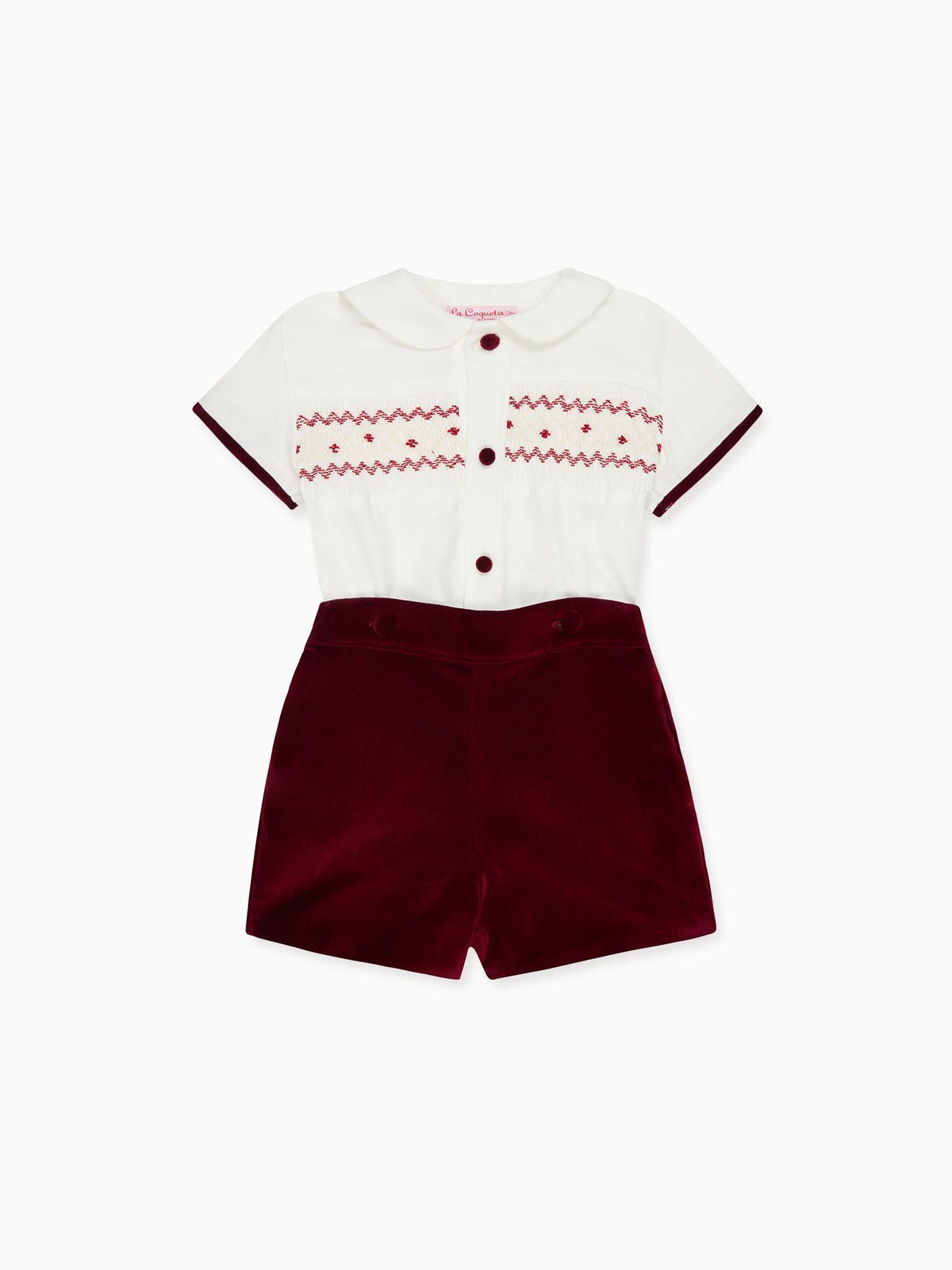 Burgundy Bautista Baby Boy Hand-Smocked Set