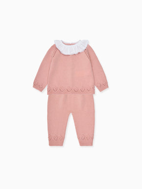 Dusty Pink Baya Merino Baby Girl Knitted Set