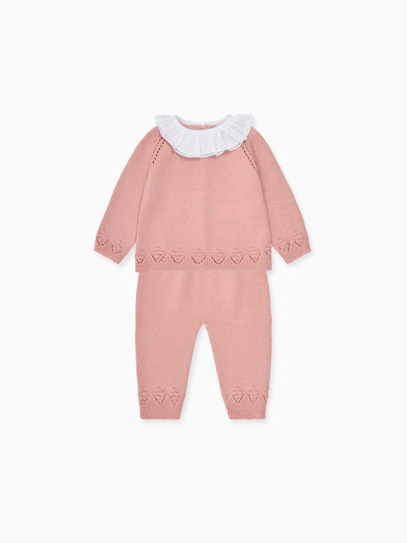 Dusty Pink Baya Merino Baby Girl Knitted Set