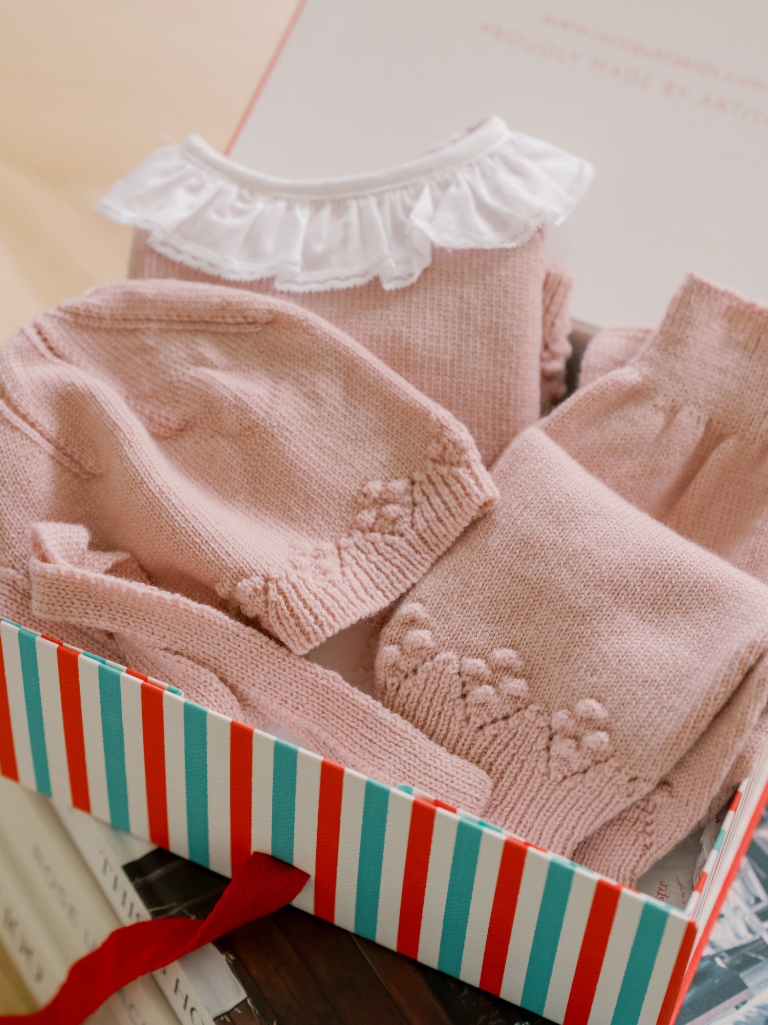 Dusty Pink Baya Merino Baby Girl Knitted Gift Box Set