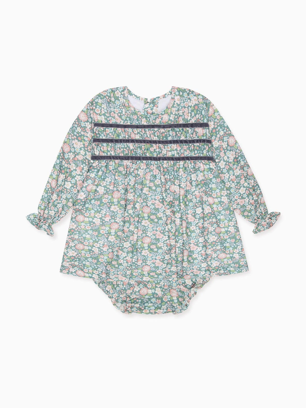 Green Floral Belia Baby Girl Smocked Set