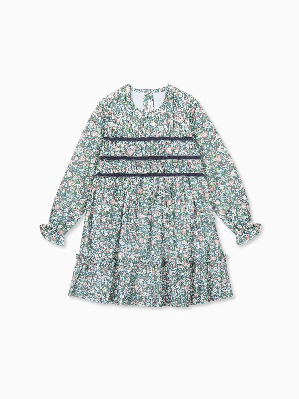 Green Floral Belia Girl Smocked Dress