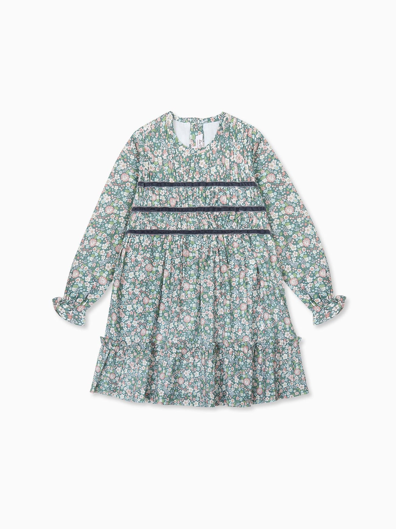 Green Floral Belia Girl Smocked Dress