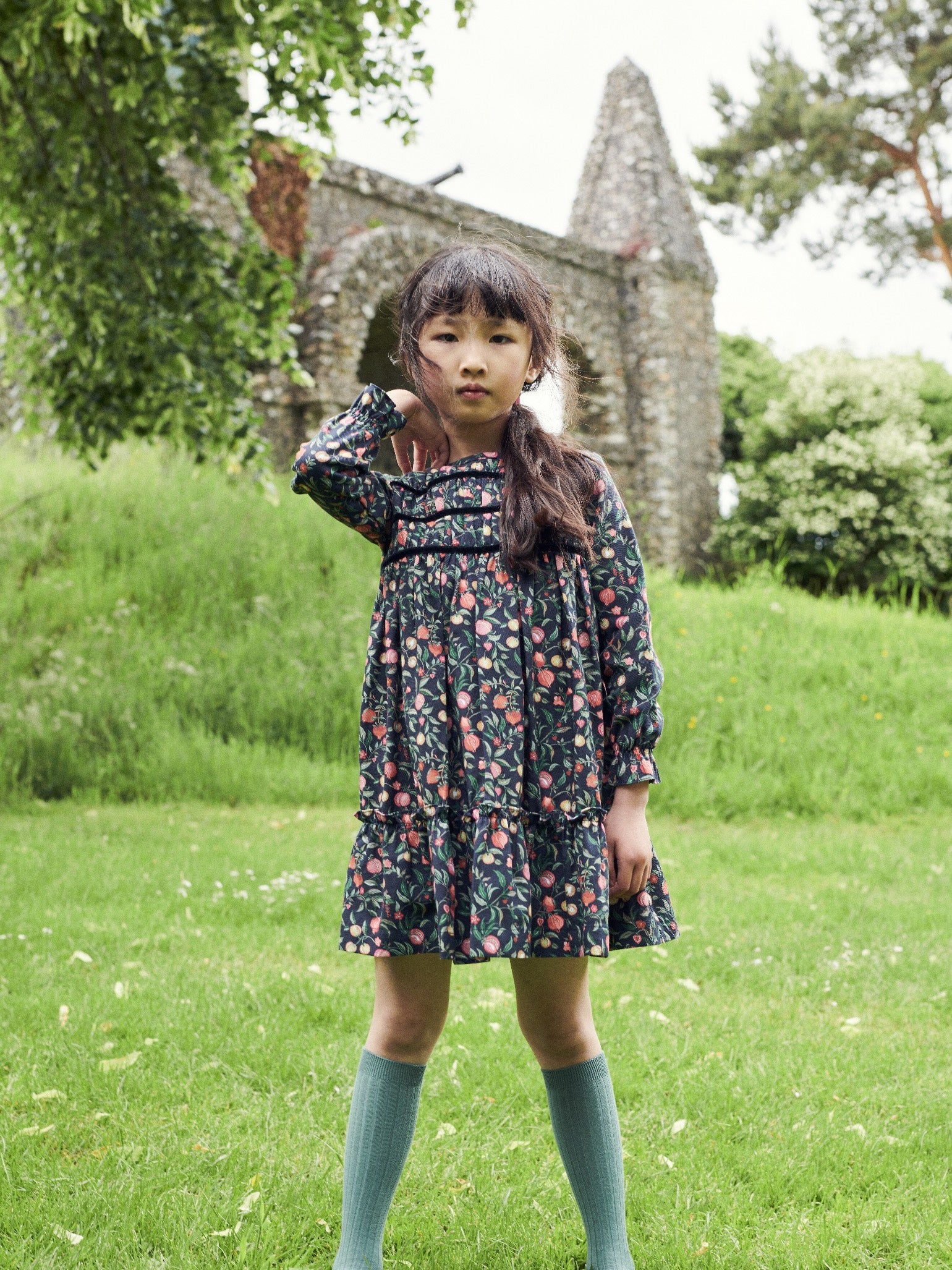 Black Pomegranate Belia Girl Smocked Dress