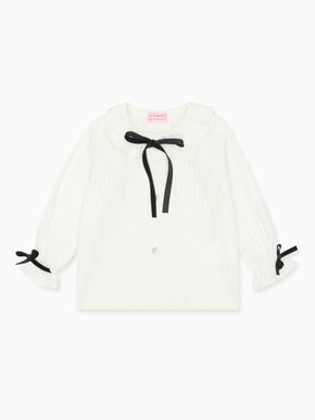 White Betty Long Sleeve Baby Girl Shirt