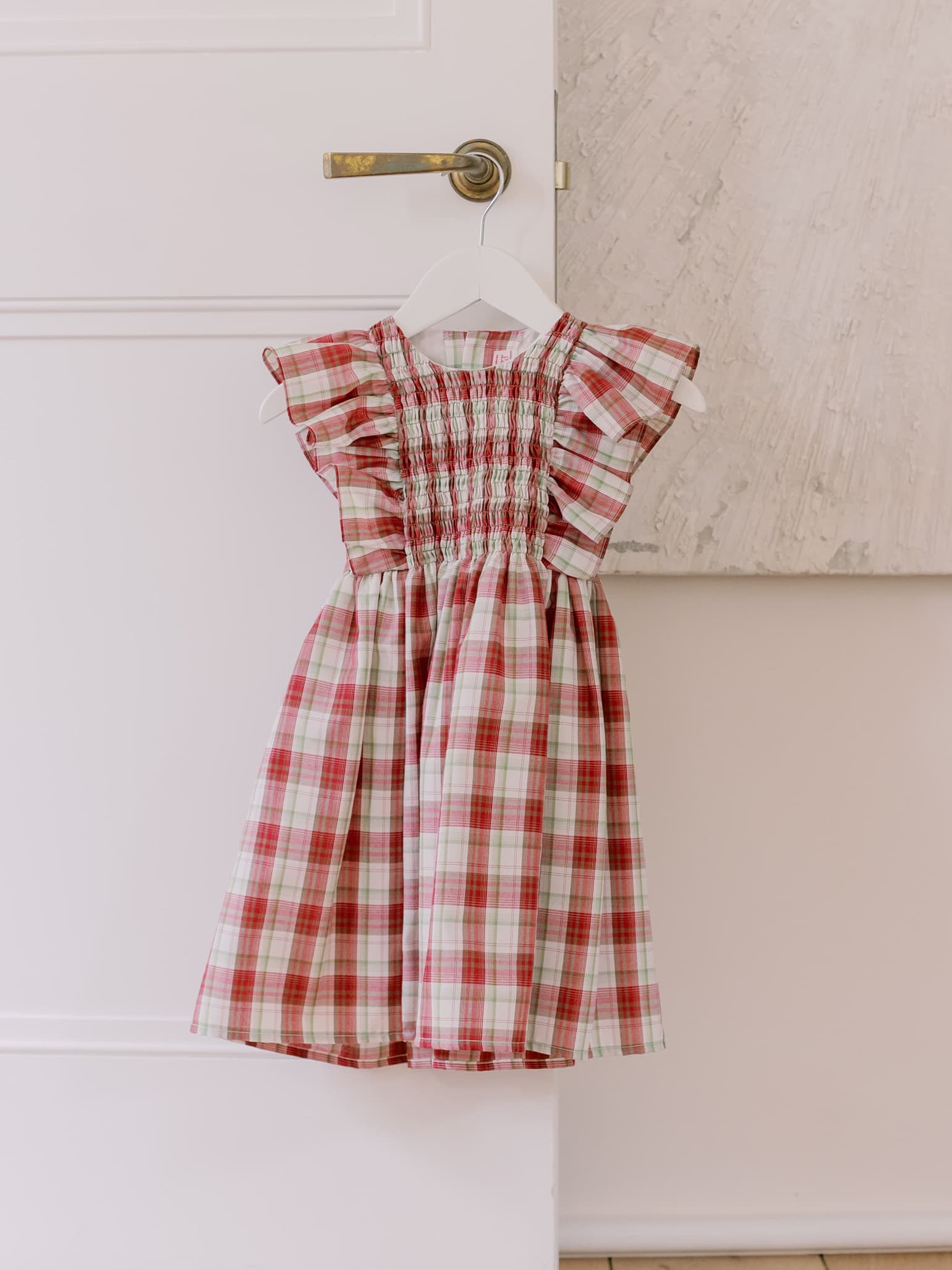 Red Check Blanca Girl Smock Dress
