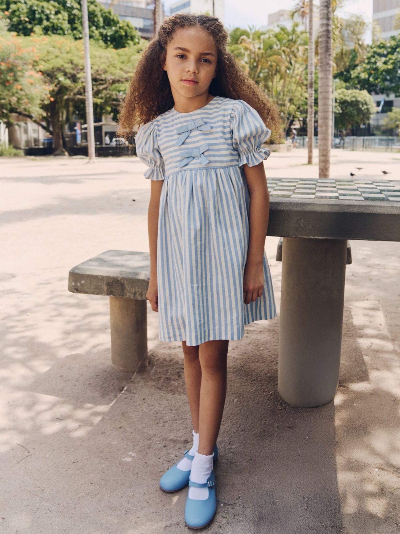 Blue Stripe Luciana Girl Dress