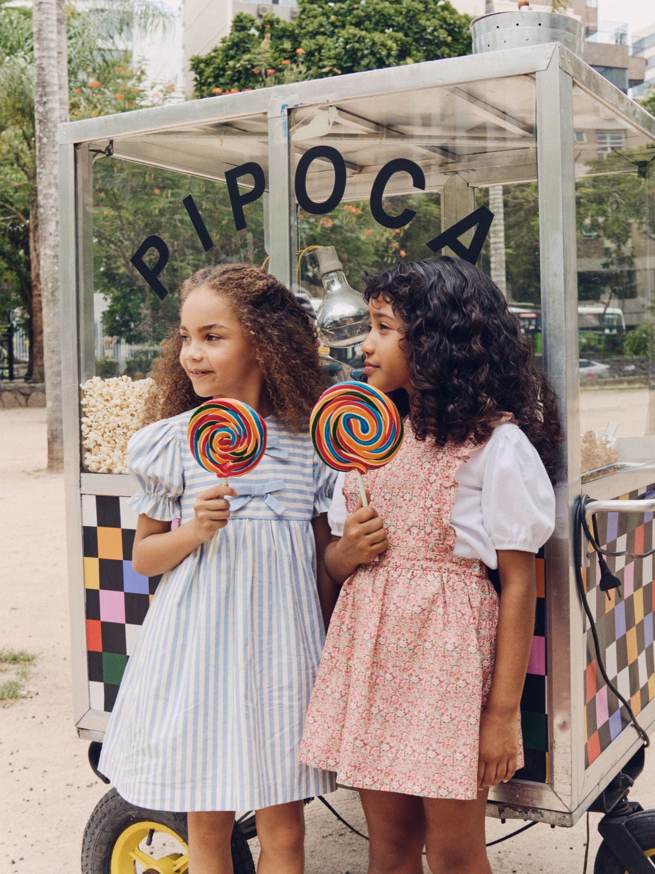 Coral Floral Cora Girl Pinafore Skirt