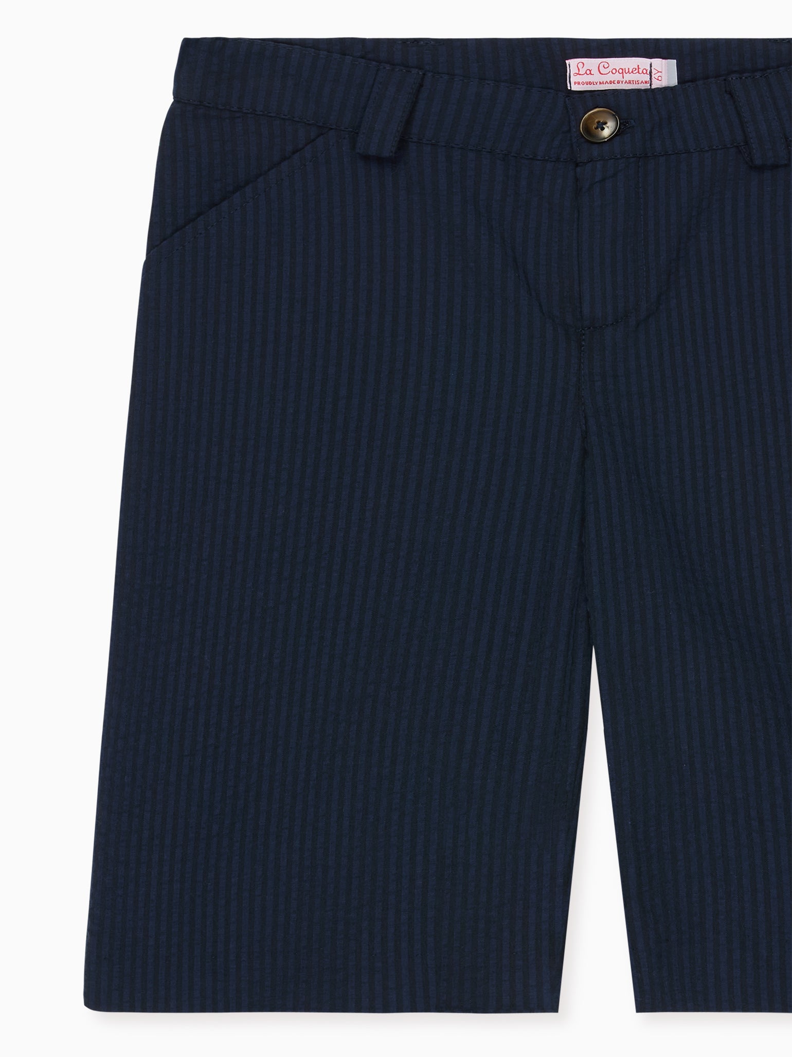 Navy Seersucker Bocusi Boy Chino Shorts