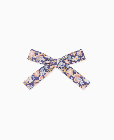 Blue Floral Girl Soft Ribbon Bow Clip