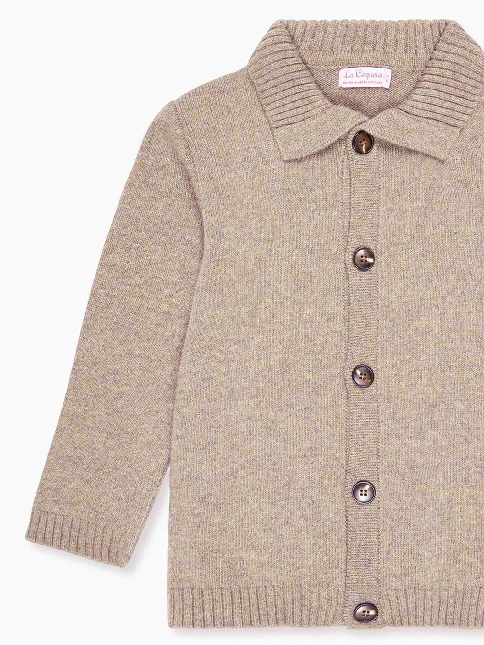 Taupe Brio Merino Boy Cardigan