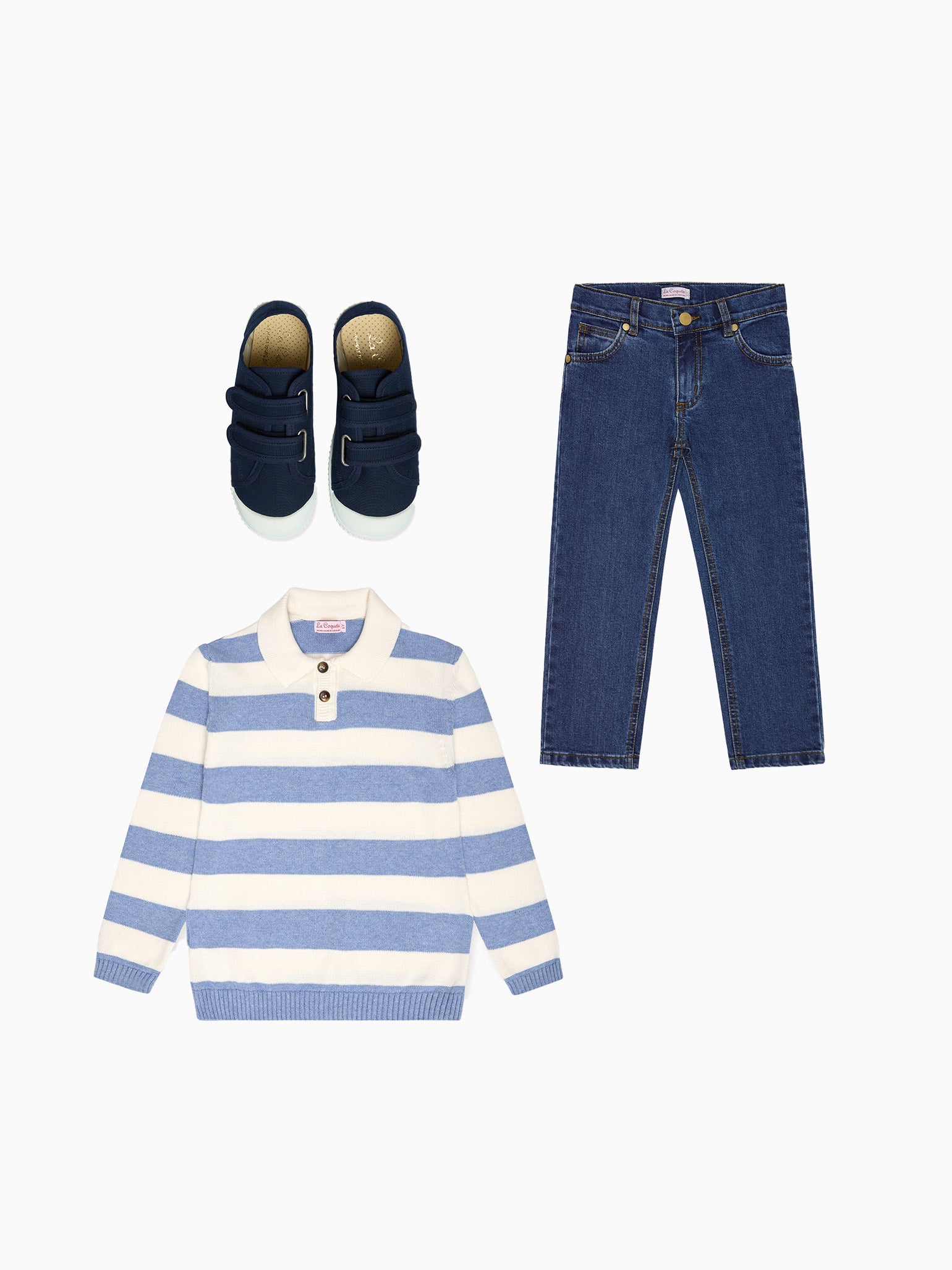 Brio Boy Jumper, Romeo Jeans & Plimsoll Kids Shoes Outfit Bundle