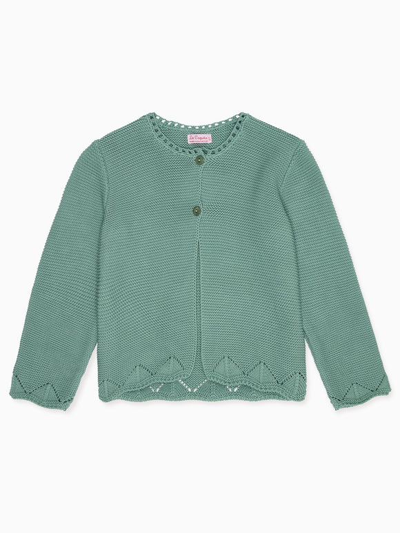 Sage Green Brisa Cotton Girl Cardigan